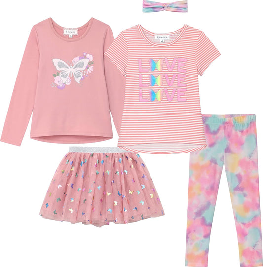 Girls Kids Clothing and Accessory Set- 5Pc Mix and Match Sets