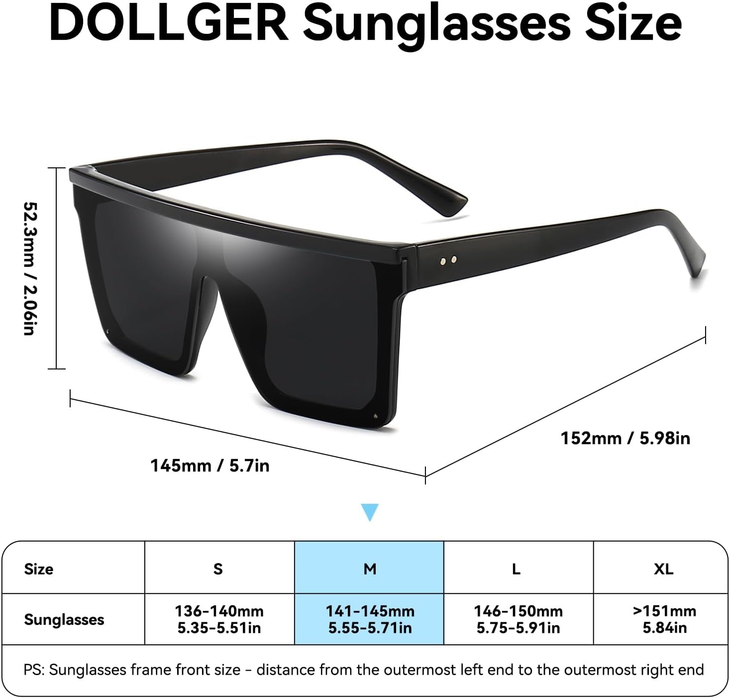 Square Oversized Sunglasses for Women Men Fashion Flat Top Big Black Frame Shades