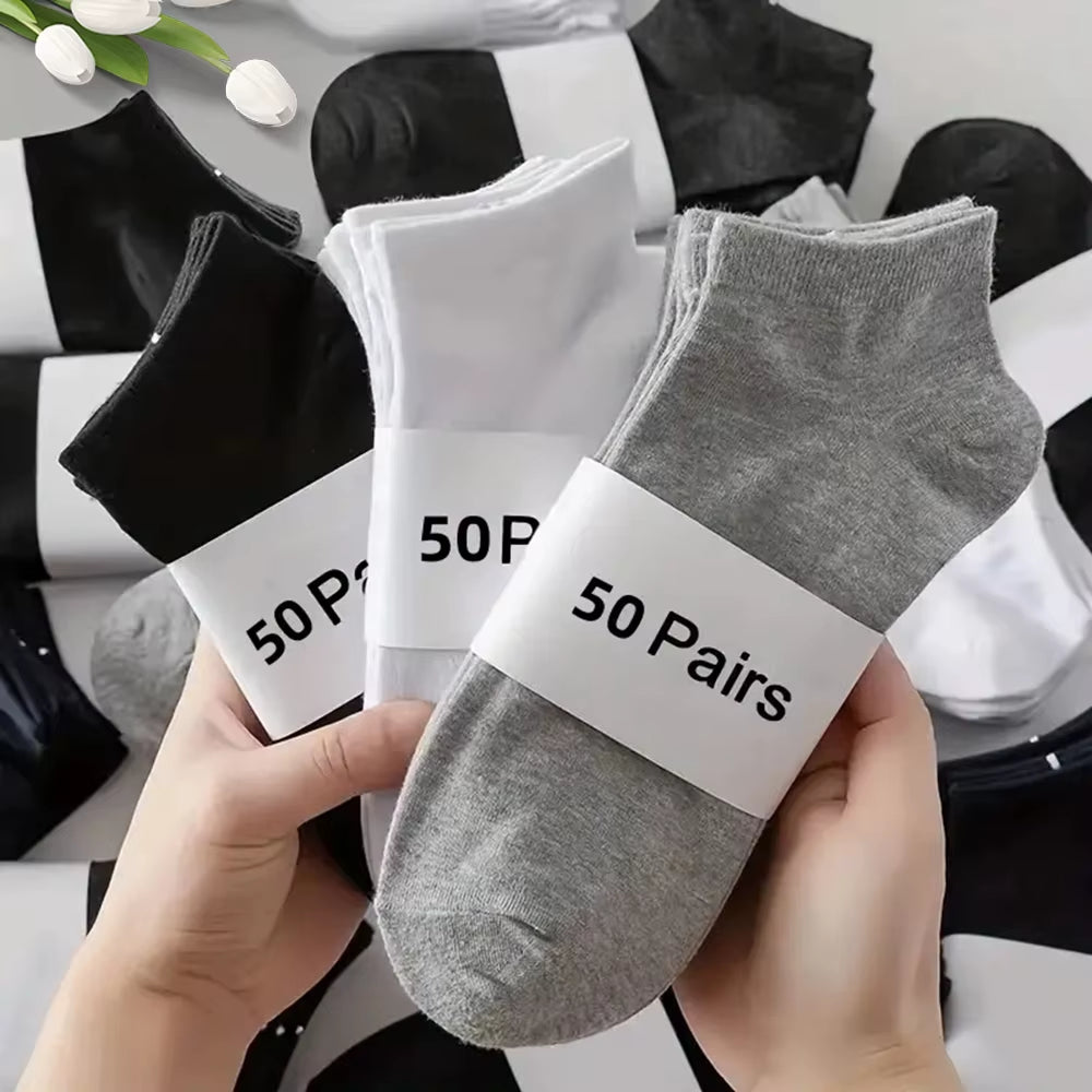 10/20/30/40/50 Pairs of Breathable Deodorant Men'S Low Cut Ankle Socks - Sweat Wicking and Comfortable Summer Wear