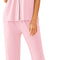 Women Pajamas Set Notch Collar Soft Sleepwear Pjs Short Sleeve Button down Nightwear with Long Pants