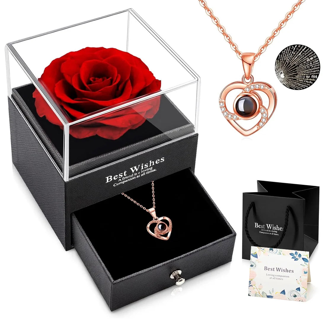 Eternal Rose I Love You Necklace Red Rose Necklace